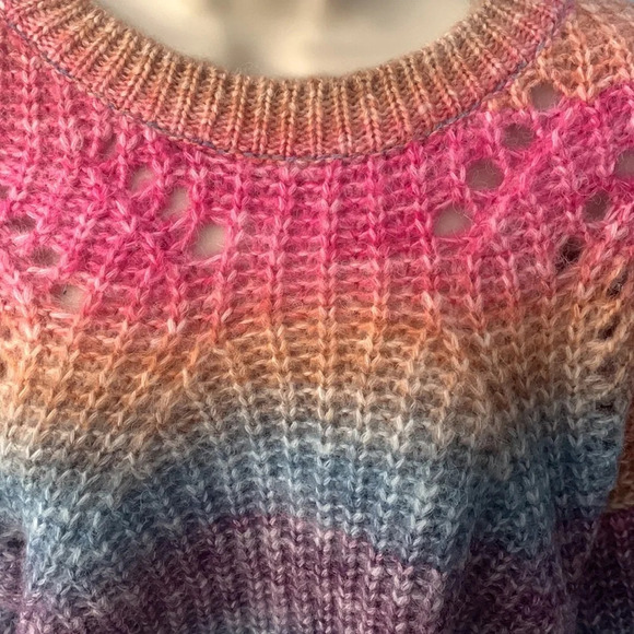 Talulah size medium rainbow ombré oversized loose knit 4% wool sweater crew neck - Picture 6 of 12